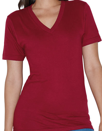 Unisex Fine Jersey V-Neck T-Shirt American Apparel 2456W - Z krótkim rękawem