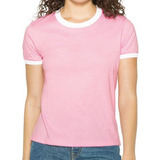 Women`s Poly-Cotton Ringer T-Shirt American Apparel BB310W - Okrągły dekolt