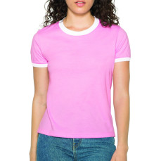 Women`s Poly-Cotton Ringer T-Shirt American Apparel BB310W - Okrągły dekolt