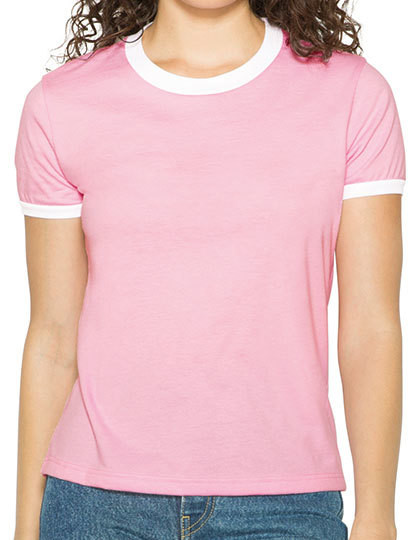 Women`s Poly-Cotton Ringer T-Shirt American Apparel BB310W - Okrągły dekolt