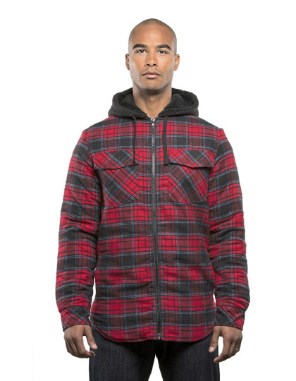 Men´s Flannel Jacket With Sherpa Hoodie Burnside 8620 - Odzież reklamowa